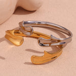 Elegant 18K Gold Plated Open Bracelet, Modern Design for Women