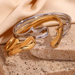 Elegant 18K Gold Plated Open Bracelet, Modern Design for Women