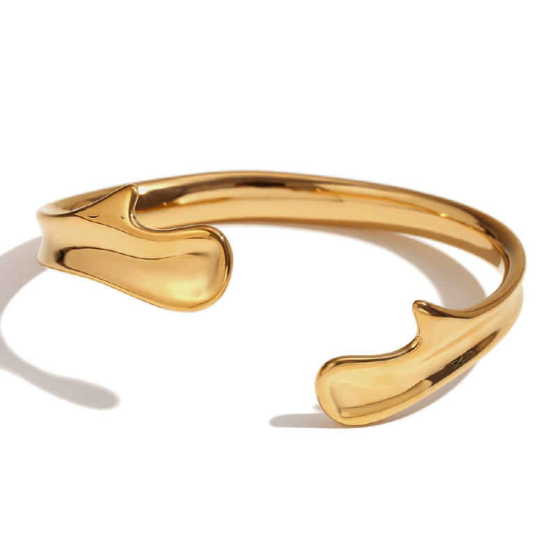 Elegant 18K Gold Plated Open Bracelet, Modern Design for Women