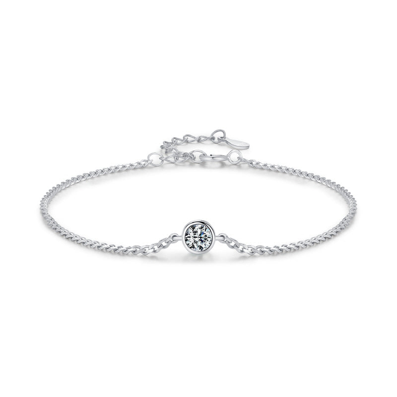 Classic Round Single Diamond Bracelet, Premium Hand Jewelry