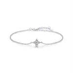 Charming Lucky Four Leaf Clover Silver Bracelet, Simple and Elegant Everyday Wrist Accessory with Feminine Appeal