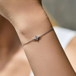 Charming Lucky Four Leaf Clover Silver Bracelet, Simple and Elegant Everyday Wrist Accessory with Feminine Appeal