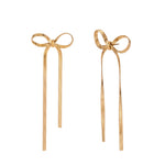 Elegant 18K Gold Plated Blade Chain Bow Earrings, Chic and Graceful Movement