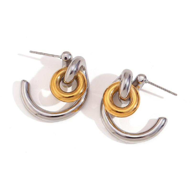 Elegant 18K Gold Plated Creative Lock C-Shaped Earrings, Bold and Chic Statement