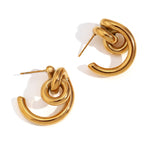 Elegant 18K Gold Plated Creative Lock C-Shaped Earrings, Bold and Chic Statement