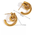 Elegant 18K Gold Plated Creative Lock C-Shaped Earrings, Bold and Chic Statement