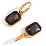 Sophisticated Elegance, 18K Gold Plated Stainless Steel Micro Inlaid Rectangular Zircon Pendant Earrings