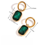 Sophisticated Elegance, 18K Gold Plated Stainless Steel Micro Inlaid Rectangular Zircon Pendant Earrings