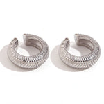 Statement Elegance, 18K Gold Plated Stainless Steel Large Fish Scale Pattern C-Shaped Ear Clip