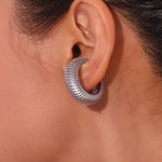 Statement Elegance, 18K Gold Plated Stainless Steel Large Fish Scale Pattern C-Shaped Ear Clip