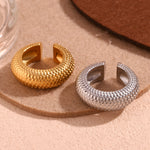 Statement Elegance, 18K Gold Plated Stainless Steel Large Fish Scale Pattern C-Shaped Ear Clip