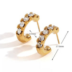 Stylish Niche 18K Gold Plated Stainless Steel Women's C-Shaped Claw Earrings with Delicate Micro Inlay Design