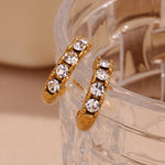 Stylish Niche 18K Gold Plated Stainless Steel Women's C-Shaped Claw Earrings with Delicate Micro Inlay Design