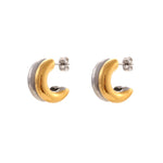 Chic Double Layer Design Stainless Steel Curved C-Shaped Stud Earrings