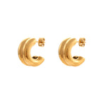 Chic Double Layer Design Stainless Steel Curved C-Shaped Stud Earrings