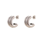 Chic Double Layer Design Stainless Steel Curved C-Shaped Stud Earrings