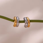 Chic Double Layer Design Stainless Steel Curved C-Shaped Stud Earrings