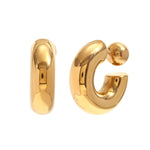 Sophisticated 18K Gold Plated Stainless Steel Ball Detail Hoop Earrings