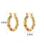 Elegant Light Luxury 18K Gold Plated Stainless Steel Pearl and Color Zircon Earrings