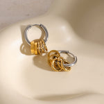 Elegant Earrings with A Color Blocked Design and Five, Six Small Gold Rings for A Sophisticated Touch