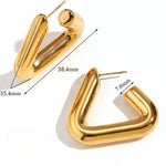 Bold 18K Gold Plated Stainless Steel Geometric Triangle Hollow Earrings for Women