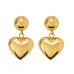 Chic Gold and Silver Color Blocked Hemisphere Heart Earrings, Unique Front and Rear Design