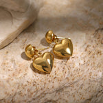 Chic Gold and Silver Color Blocked Hemisphere Heart Earrings, Unique Front and Rear Design