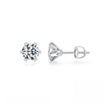 Classic Six Prong 1 Carat Single Stone Stud Earrings, Premium Design