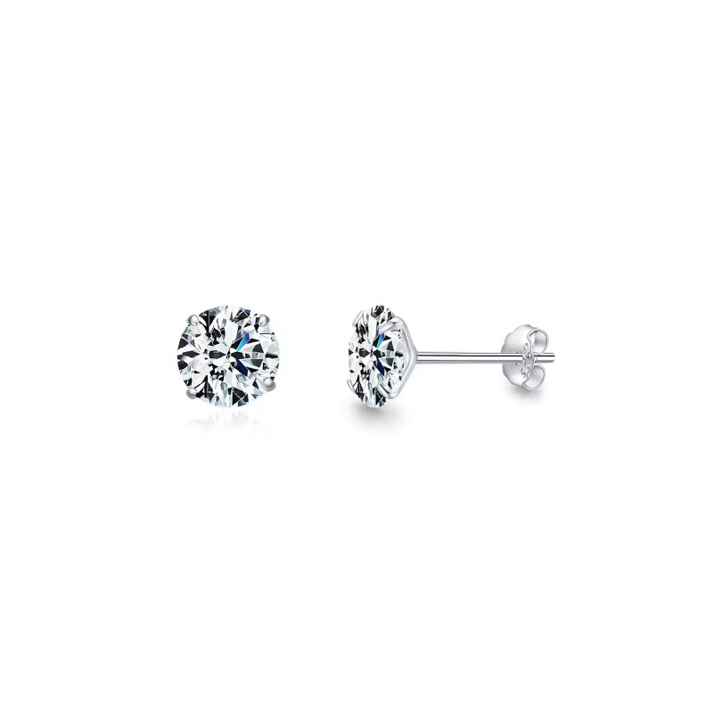 Round Cubic Stud Earrings, Brilliant Shine for a Timeless Daily Look