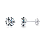 Round Cubic Stud Earrings, Brilliant Shine for a Timeless Daily Look