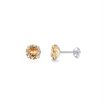 Subtle Champagne Gold Round Silver Stud Earrings, Modern Elegant Daily Wear Earrings with Sophisticated Appeal