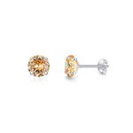 Subtle Champagne Gold Round Silver Stud Earrings, Modern Elegant Daily Wear Earrings with Sophisticated Appeal