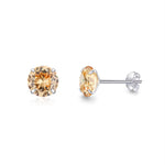 Subtle Champagne Gold Round Silver Stud Earrings, Modern Elegant Daily Wear Earrings with Sophisticated Appeal