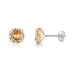 Subtle Champagne Gold Round Silver Stud Earrings, Modern Elegant Daily Wear Earrings with Sophisticated Appeal