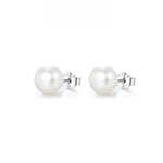 Graceful Freshwater Pearl Silver Stud Earrings, Elegant and Feminine Daily Earrings with Timeless Charm