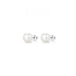 Graceful Freshwater Pearl Silver Stud Earrings, Elegant and Feminine Daily Earrings with Timeless Charm