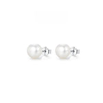 Graceful Freshwater Pearl Silver Stud Earrings, Elegant and Feminine Daily Earrings with Timeless Charm