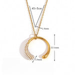 Half Inlaid Moon Pendant Necklace for Women