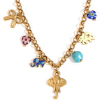 Elegant 18K Gold Plated Handmade Color Pendant Necklace, Exotic and Artistic Charm