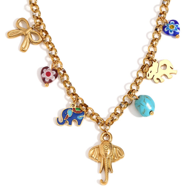 Elegant 18K Gold Plated Handmade Color Pendant Necklace, Exotic and Artistic Charm