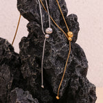 Elegant 18K Gold Plated Y-Shaped Snake Chain Necklace with Adjustable Beads, Minimal and Chic