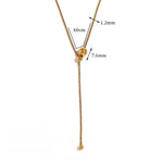 Elegant 18K Gold Plated Y-Shaped Snake Chain Necklace with Adjustable Beads, Minimal and Chic