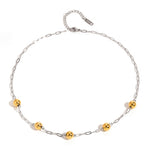 Elegant Color Blocked Beaded Necklace with A Sophisticated Touch, Stainless Steel Clavicle Chain