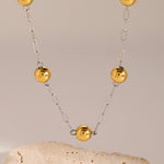 Elegant Color Blocked Beaded Necklace with A Sophisticated Touch, Stainless Steel Clavicle Chain