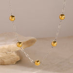 Elegant Color Blocked Beaded Necklace with A Sophisticated Touch, Stainless Steel Clavicle Chain