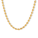 18K Gold Plated Simple Oval Bead Chain Necklace, Modern and Elegant Jewelry