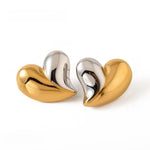 Bold Heart Shaped Stud Earrings, Trendy and Elegant Statement Jewelry