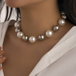 Elegant Classic Round Bead Pearl Choker Necklace with A Luxurious Glow