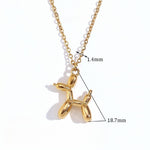 Trendy and Unique 18K Gold Plated Stainless Steel Three Dimensional Puppy Pendant Necklace for Women