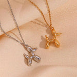 Trendy and Unique 18K Gold Plated Stainless Steel Three Dimensional Puppy Pendant Necklace for Women